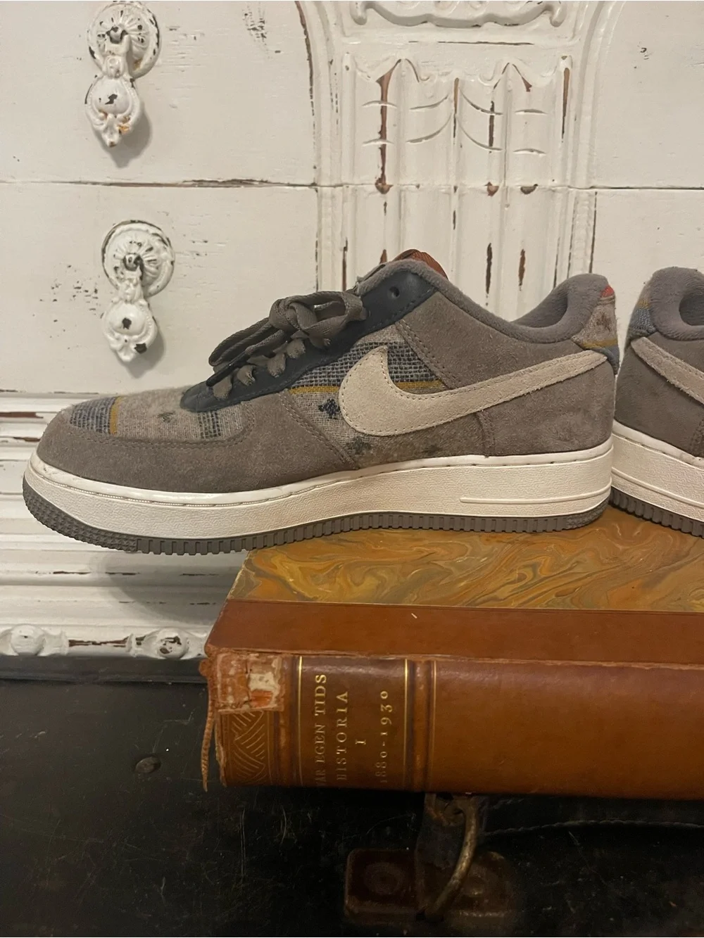 Nike Pendleton Custom Grey Suede Swoosh Low-Top Sneakers